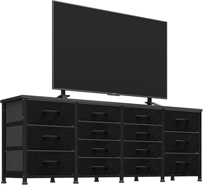63 Inch TV Stand Dresser for Bedroom, Long Black Dresser - Image 8
