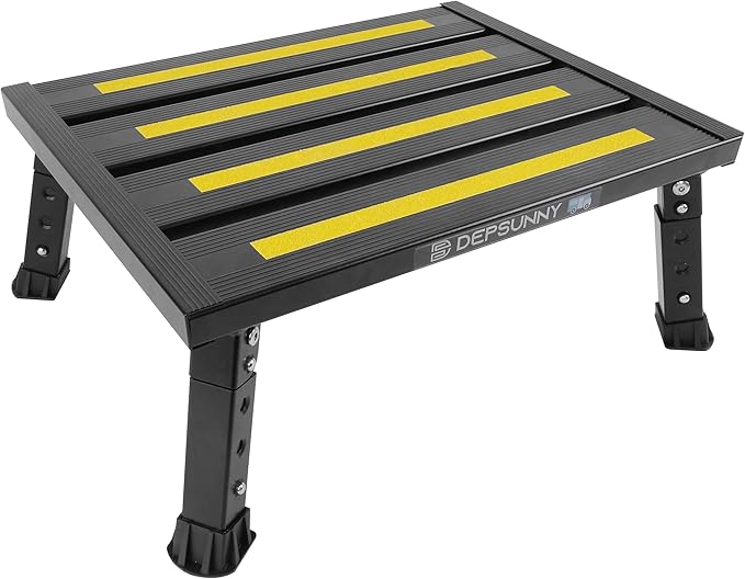 Adjustable Height Aluminum RV Step, Stable Foldable Platform Step Stool by DEPSUNNY-Getyourlifeback