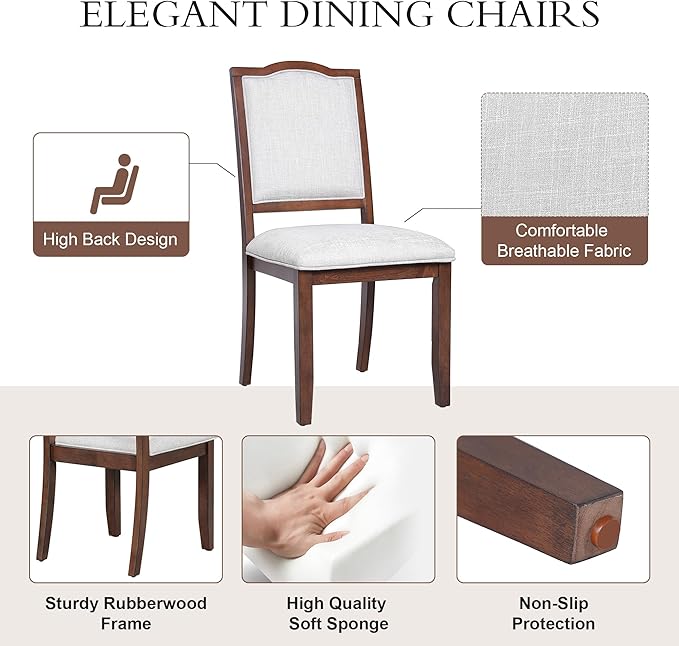 Merax Upholstered Dining Chairs Set of 4, Farmhouse Chair - Image 5