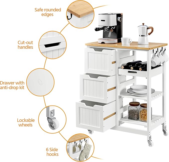 Yaheetech Kitchen Island Cart on Wheels - Image 6
