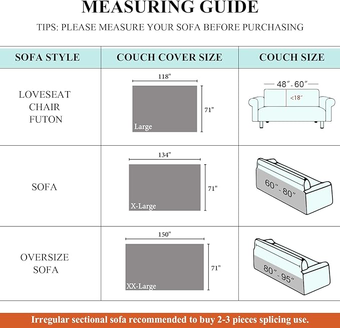 STACYPIK Waterproof Pet-Friendly Couch Cover, Non-Slip Light Blue Sofa Cover - Image 5