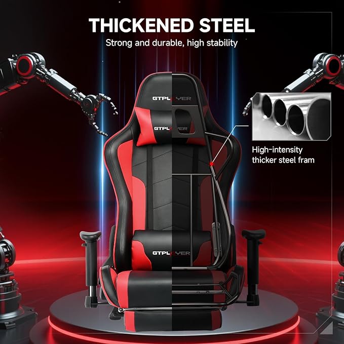 GTPLAYER Gaming Chair with Bluetooth Speakers, Adjustable Backrest and Height - Image 8
