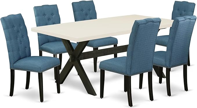 East West Furniture X627EL121-7 7 Piece Dining Room Table Set Consist of a by EastWestFurniture