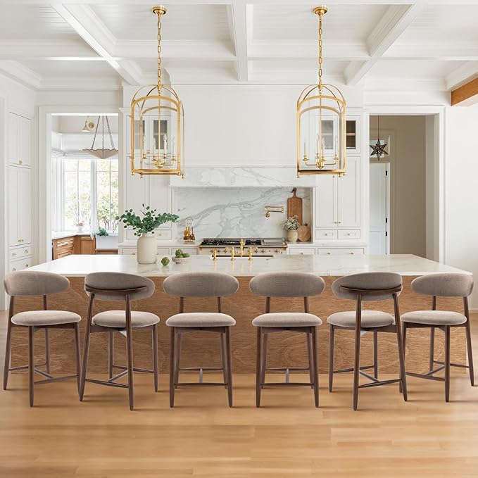 COLAMY Mid-Century Modern Upholstered Counter Height Bar Stools Set of 6 - Image 3