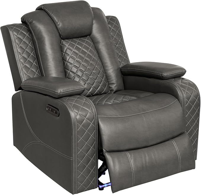 Ball & Cast Power Recliner Sofa Set Leather Reclining Sofa Set Living Room - Image 5