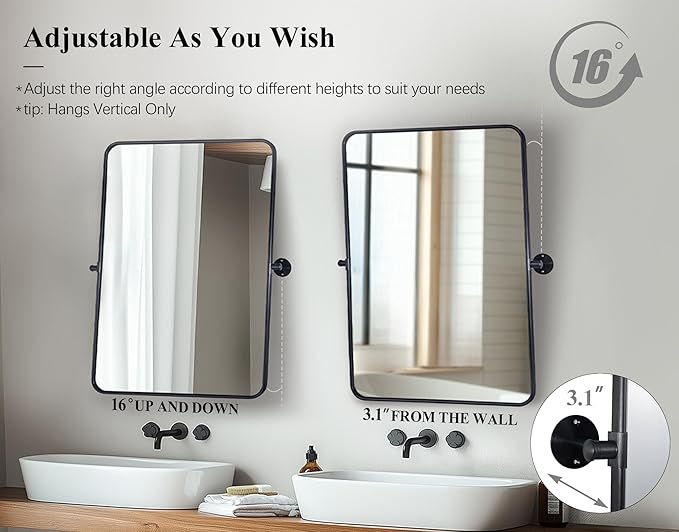 ANDY STAR Pivot Mirror, Hangs Vertically Farmhouse Style - Image 5