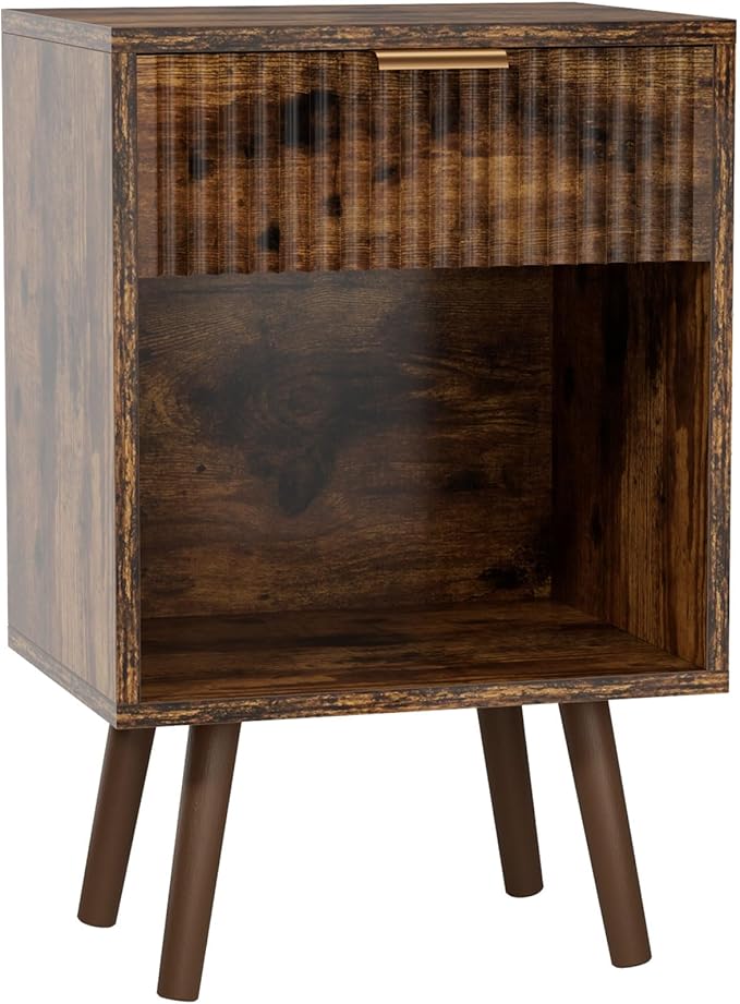 YMYNY Mid Century Modern Nightstand, Side Table, Fluted Night Stand - Image 9