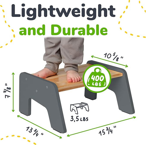 1-Step Wooden Step Stool for Toddlers | Kids Step Stool for Bathroom Sink - Image 2