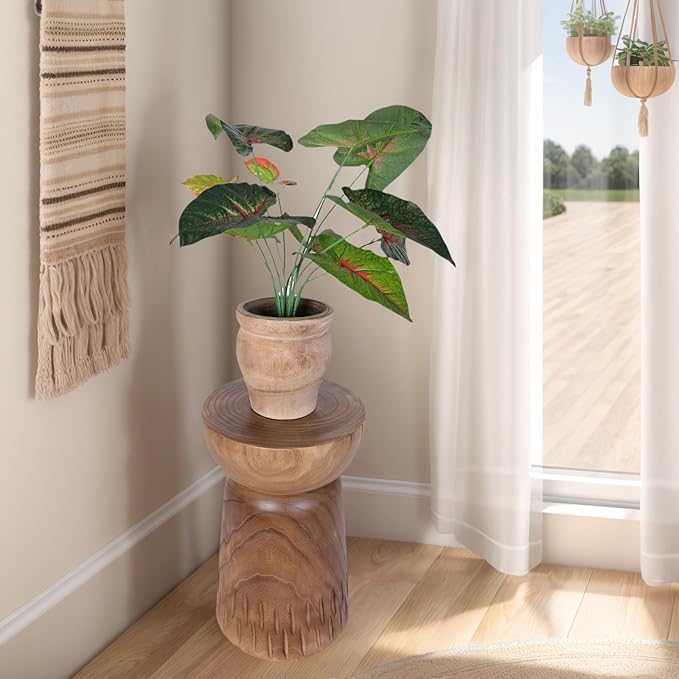 Athaliah 19”H Rustic Tree Stump Side Table – Natural Wooden End Table, Round - Image 6