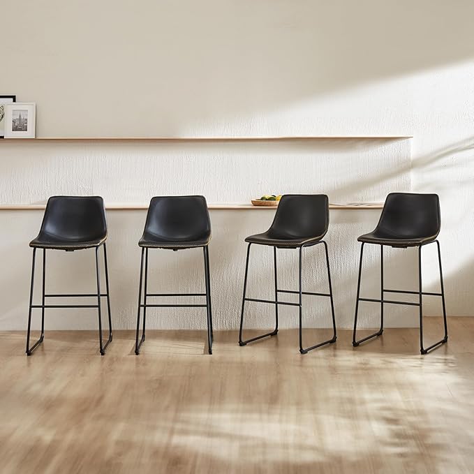 DUMOS 30 Inch Counter Height Bar Stools Set of 4, Modern Faux Leather High by DumosLifestyle