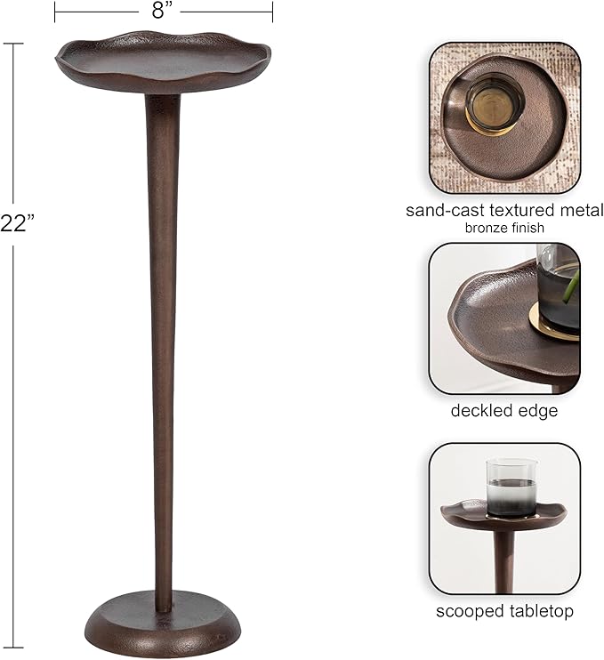 Kate and Laurel Alessia Modern Decorative Metal Drink Table, Round Cast - Image 3