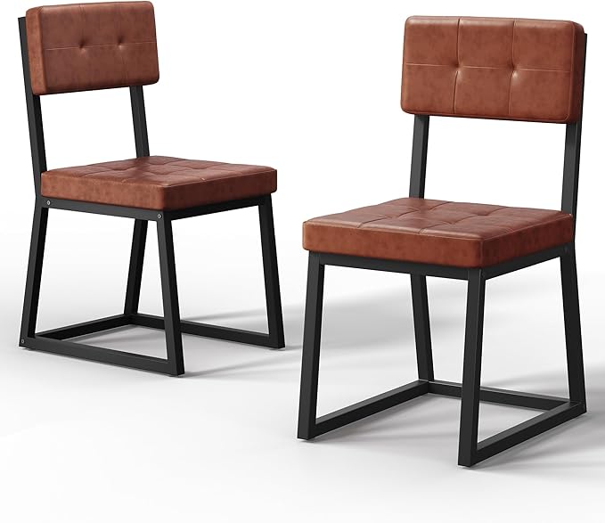 DWVO Modern Dining Chairs Set of 2 Brown Upholstered Kitchen Chairs by DWVO
