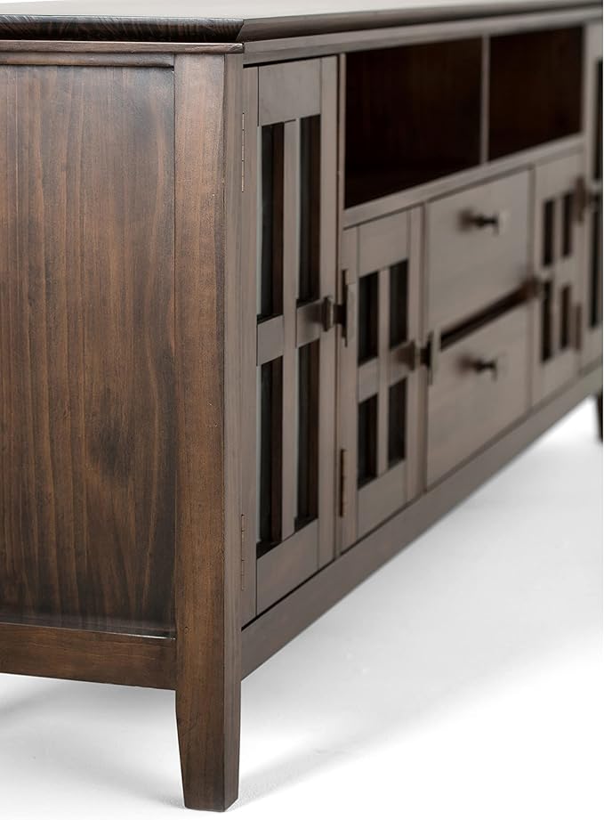 SIMPLIHOME Artisan SOLID WOOD 72 Inch Wide Transitional TV Media Stand in - Image 8