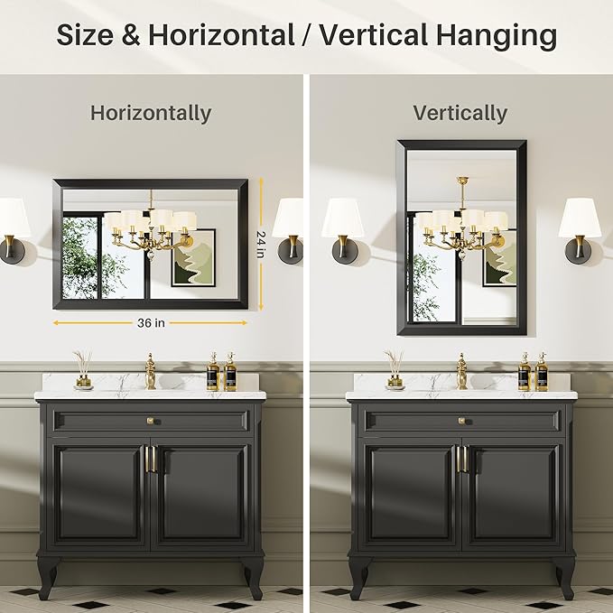 24x36 Inch Black Bathroom Mirror - Image 6