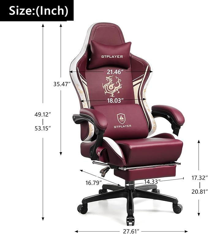 GTPLAYER Gaming Chair with Bluetooth Speakers and Footrest, Dragon Series Video - Image 2