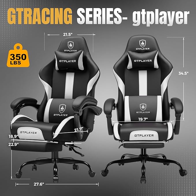 GTRACING Gaming Chair with Foot Rest & Pocket Spring Cushion, Ergonomic High - Image 3