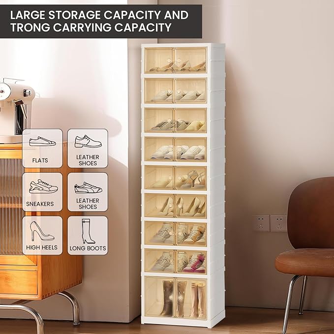 Foldable Shoe Organizer Storage Box, Portable Extra Large Folding Shoe Rack - Image 5