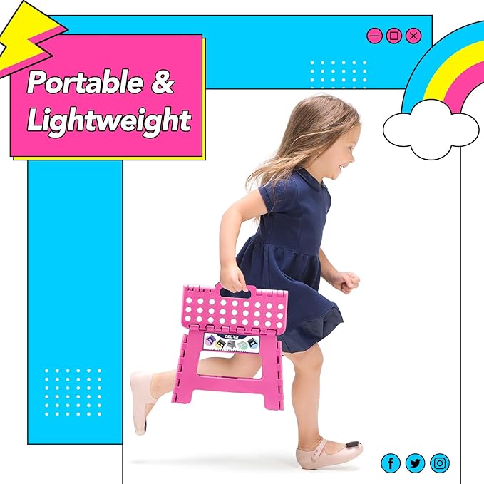 Delxo Folding Step Stool, 9 inch Non-Slip Foldable Stools Up to 300 LBS - Image 6