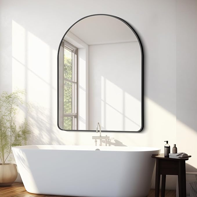 FORBATH Arched Mirror 36x48 Inch, Bathroom Mirror Wall Mounted Modern Black - Image 7