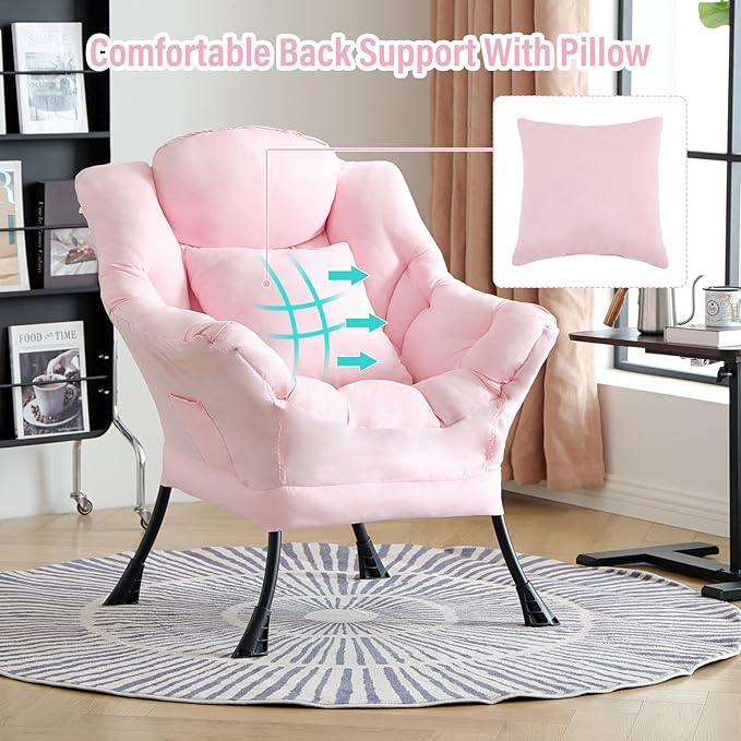 Lazy Chair with Pillow for Living Room, Modern Lounge Accent Chair with - Image 3