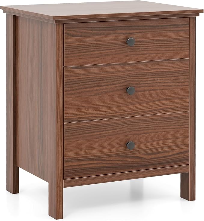 KOMFOTT 3 Drawers Nightstand, Wooden Bedside Table, Modern Sofa Side End Table - Image 9