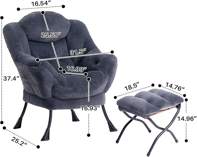 HollyHOME Fabric Lazy Chair - Image 3