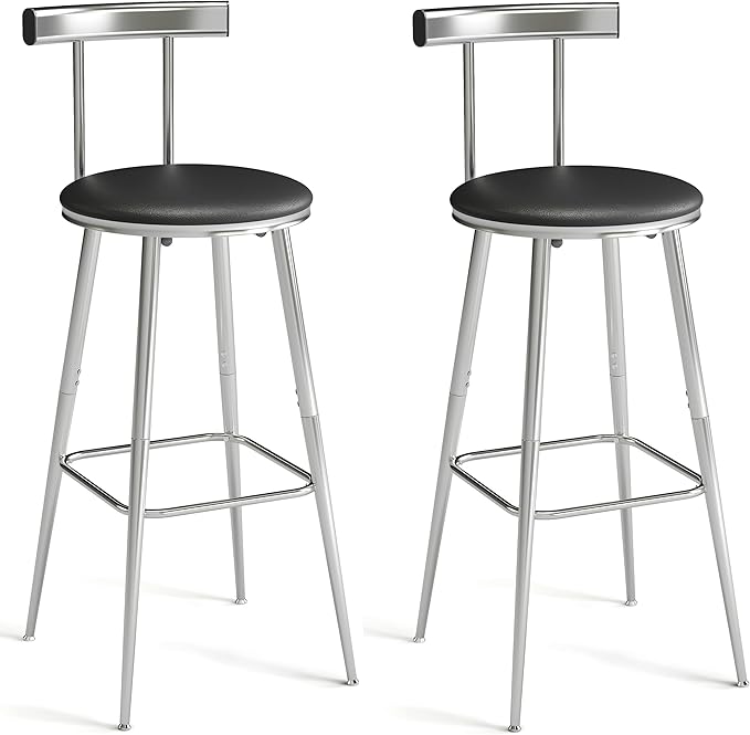 Bar Stools, Bar Chairs with Backrest and Footrest, Industrial Counter Stools by IRCPEN