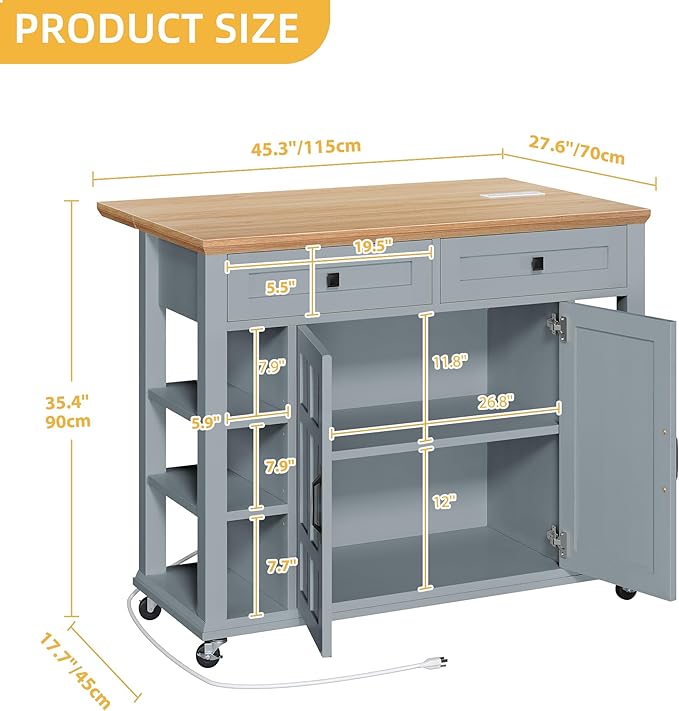 DWVO Rolling Kitchen Island - Image 2