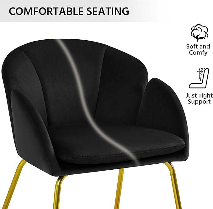 Yaheetech Modern Velvet Armchair, Flower Shaped Makeup Chair Vanity Chair - Image 8