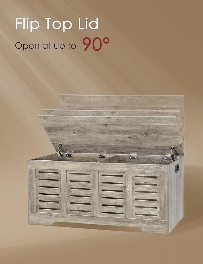 DINZI LVJ Storage Chest, 47.3” Wooden Toy Box - Image 3