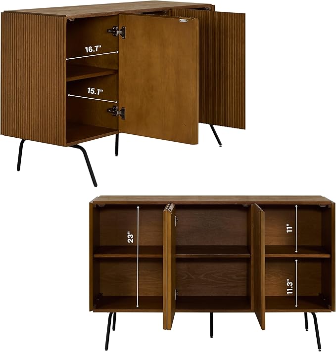 NTC Veil Modern Sideboard with 3 Doors, Buffet Cabinet with Vertical Groove - Image 3