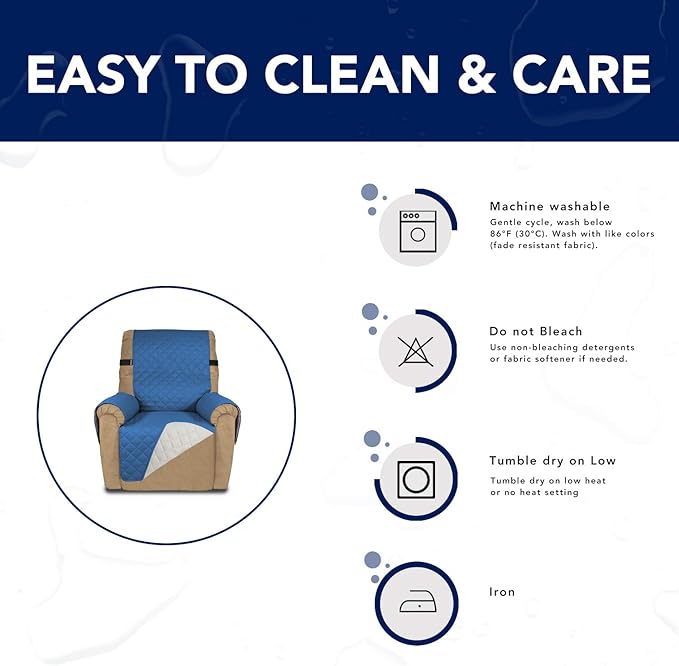 PureFit Reversible Sofa Cover Water Resistant Recliner Couch Cover, Machine - Image 7