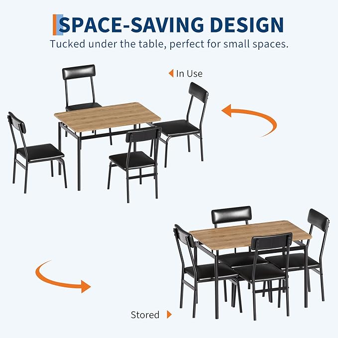 IDEALHOUSE 5 Piece Dining Room Table Set, Kitchen Table Set - Image 5