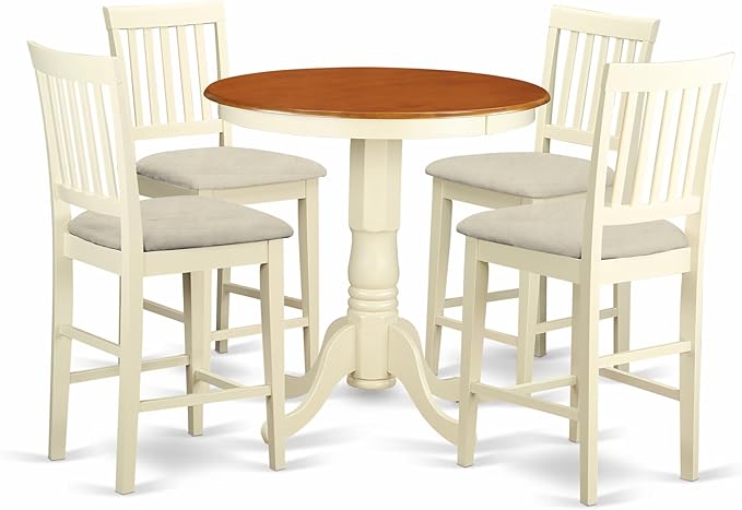 East West Furniture EDVN5-WHI-C 5 Piece Counter Height Dining Table Set by EastWestFurniture