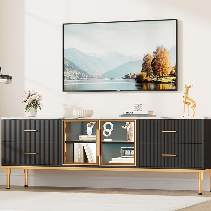 Garvee LED Lighted TV Stand for 55-75" TVs, Modern Entertainment Center - Image 4