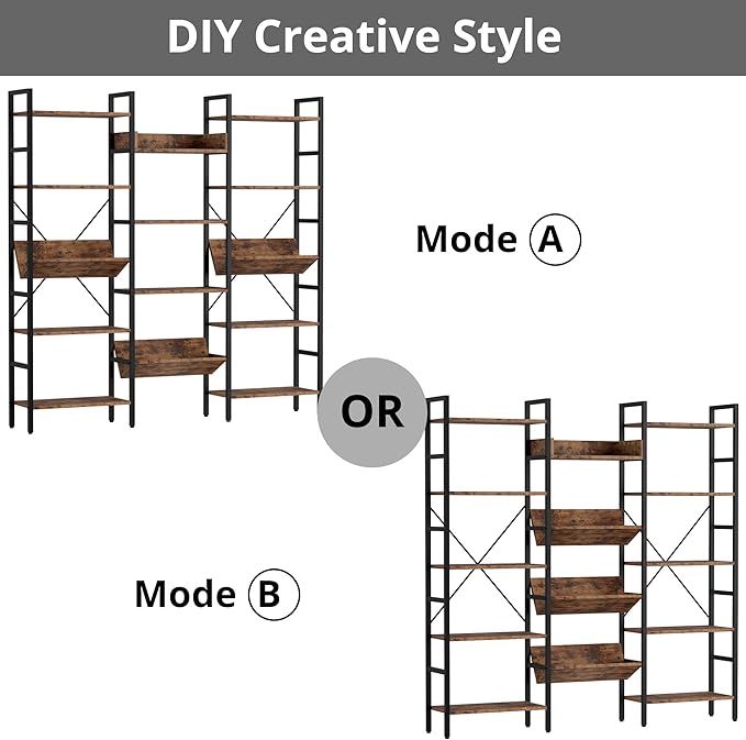 IRONCK Bookshelves and Bookcases 5 Tiers, Triple Wide Industrial Bookshelf - Image 8