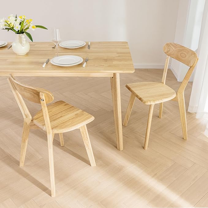 DELAVIN Soild Wood Dining Chairs Set of 2, Oak Wood Kitchen Chairs, Mid Century - Image 2