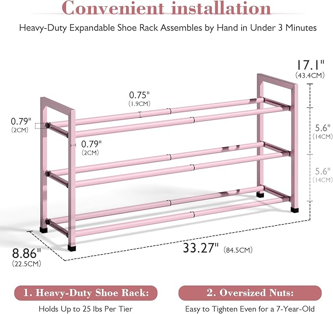 Bumusty 3-Tier Expandable Shoe Rack - Image 2