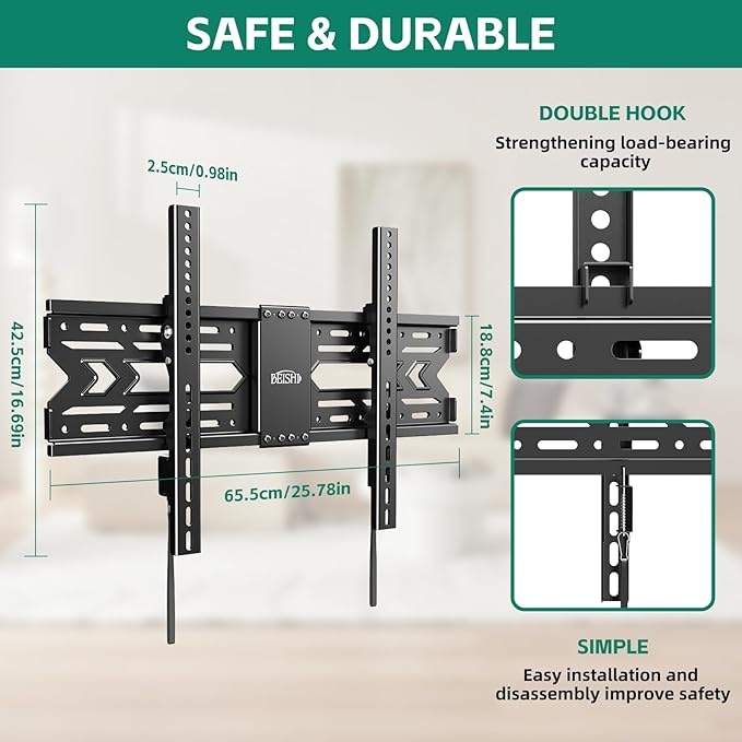 TV Wall Mount with Tilt for 32-85 Inch TVs, Low Profile Design, Holds up to 132 - Image 7