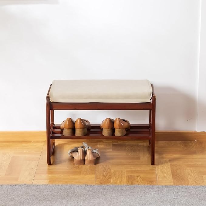 latifolia Solid Wood Bench, Entryway Shoe Bench - Image 7