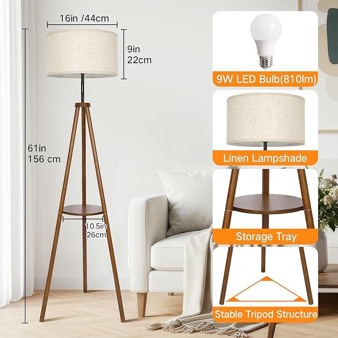 OUTON Wood Tripod Floor Lamp - Image 5
