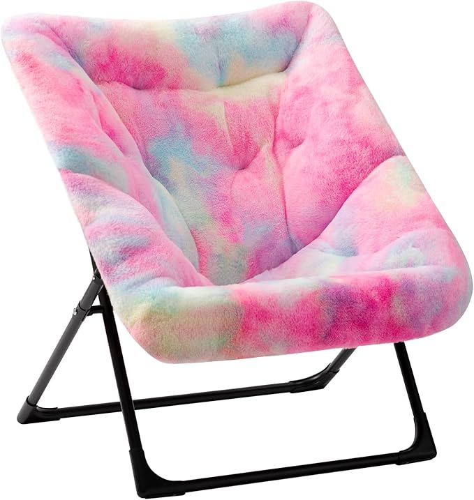 HollyHOME X-Large Saucer Chair, Comfy Oversized Folding Chair, Faux-Fur Reading by HollyHOME