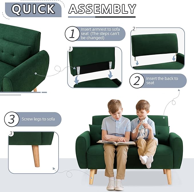 Shintenchi Small Modern Loveseat Couch Sofa, Mid Century Fabric Upholstered - Image 5