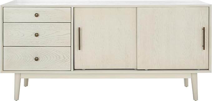 SAFAVIEH Couture Collection Tomas Mid-Century White Washed 3-Drawer Sliding - Image 3