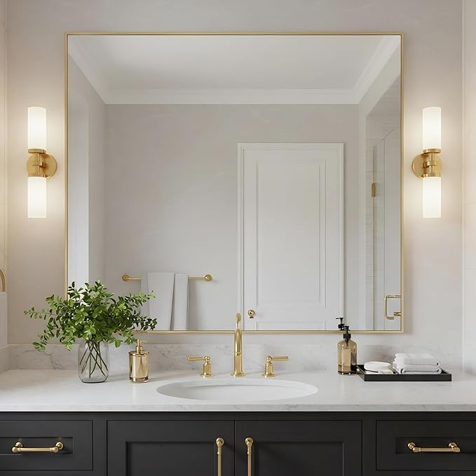 30x36 Inch Brass Bathroom Mirror by Bonverre