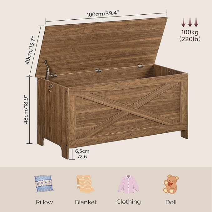 39.4" Toy Chest, Sturdy Entryway Storage Chest - Image 2