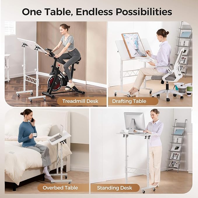 COMHOMA Small Standing Desk Adjustable Height & Tiltable Tabletop, Mobile Stand - Image 6