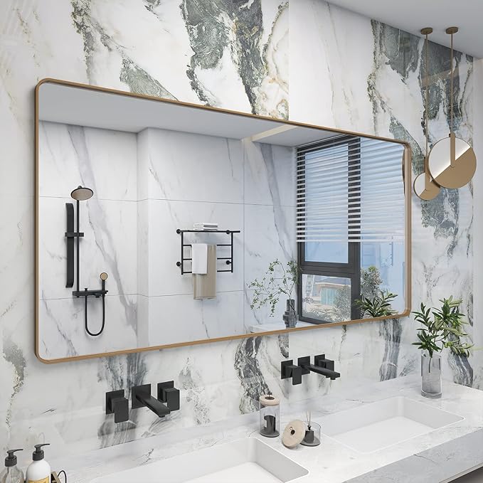 72x36 Inch Gold Bathroom Mirror by CHARMOR