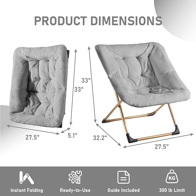 Comfy Oversized Saucer Chair, Soft Faux Fur Reading Lounge Chair - Image 3