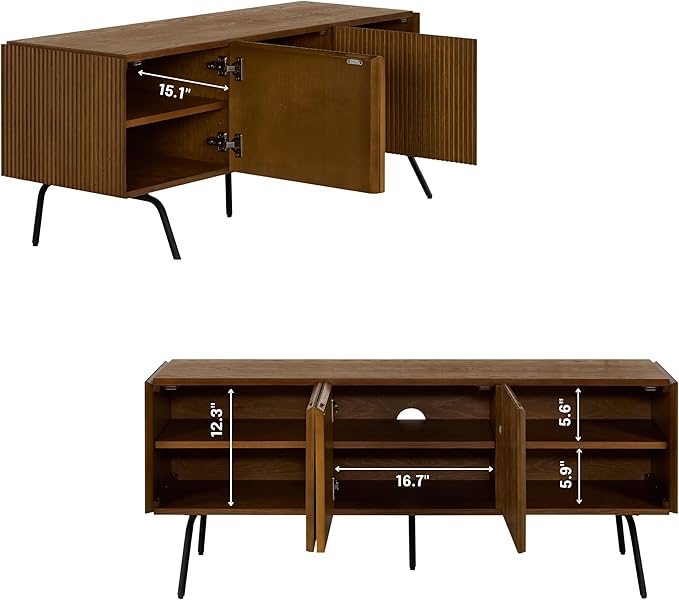 NTC Veil TV Stand with 3 Doors for TVs up to 60’’, Media Console with Vertical - Image 3